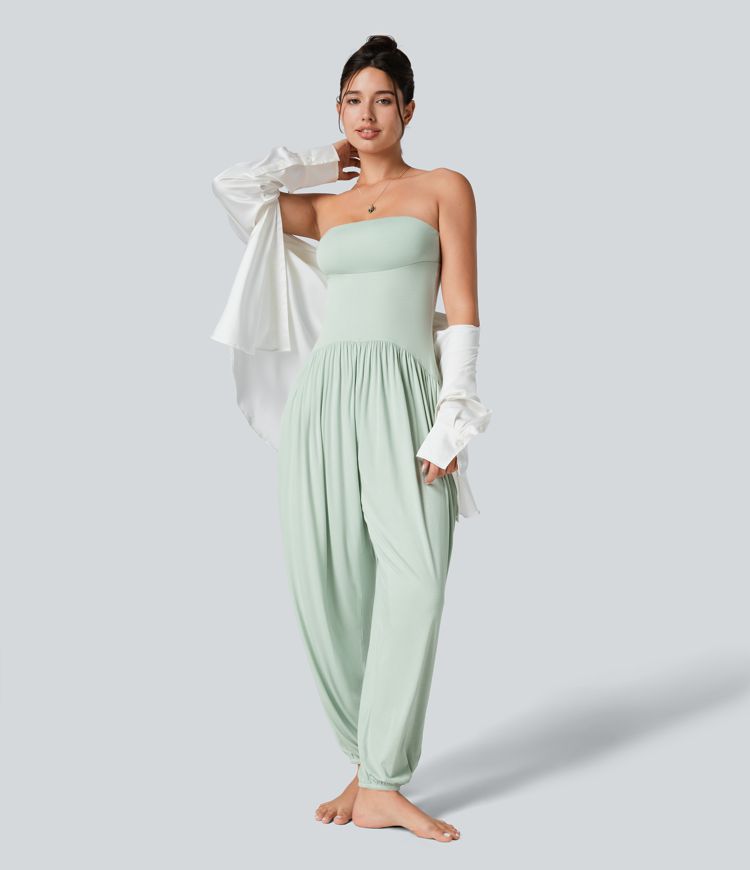 Serena Strapless Lounge Jumpsuit – Effortless Comfort