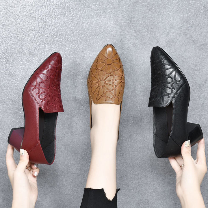 Juliane - Soft Vegan Leather Embroidered Pumps
