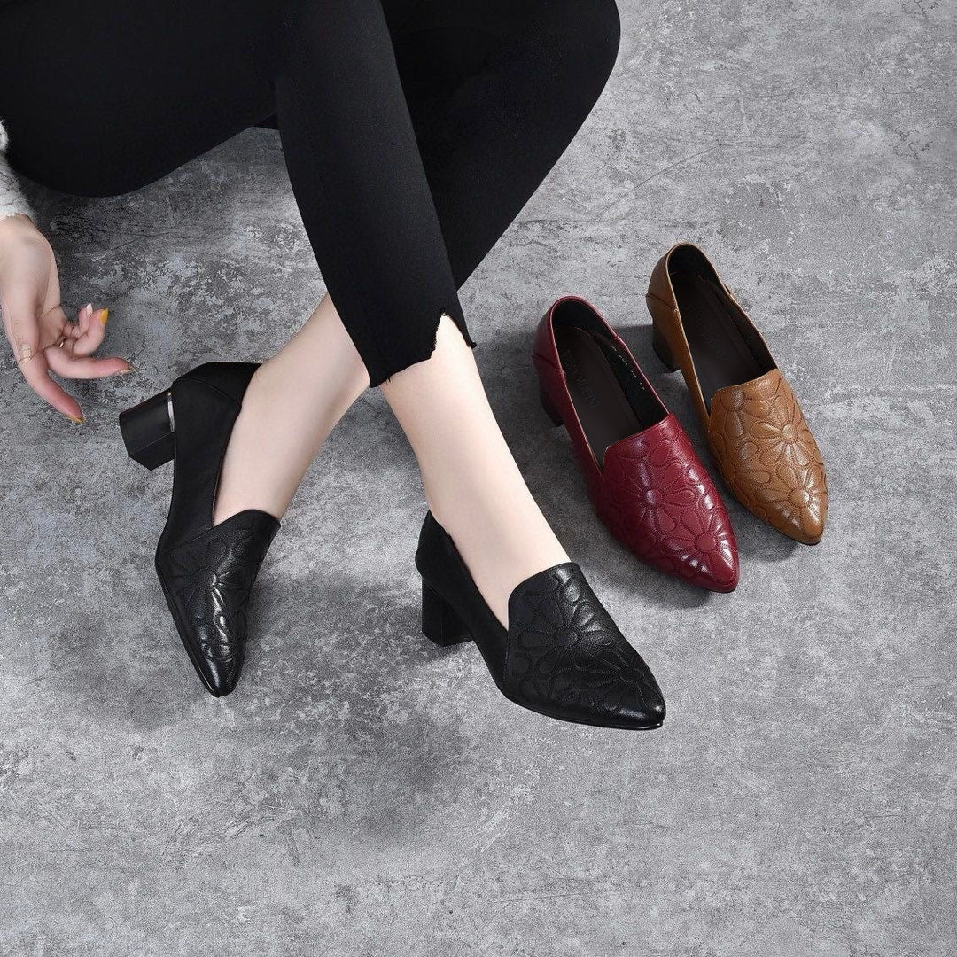 Juliane - Soft Vegan Leather Embroidered Pumps