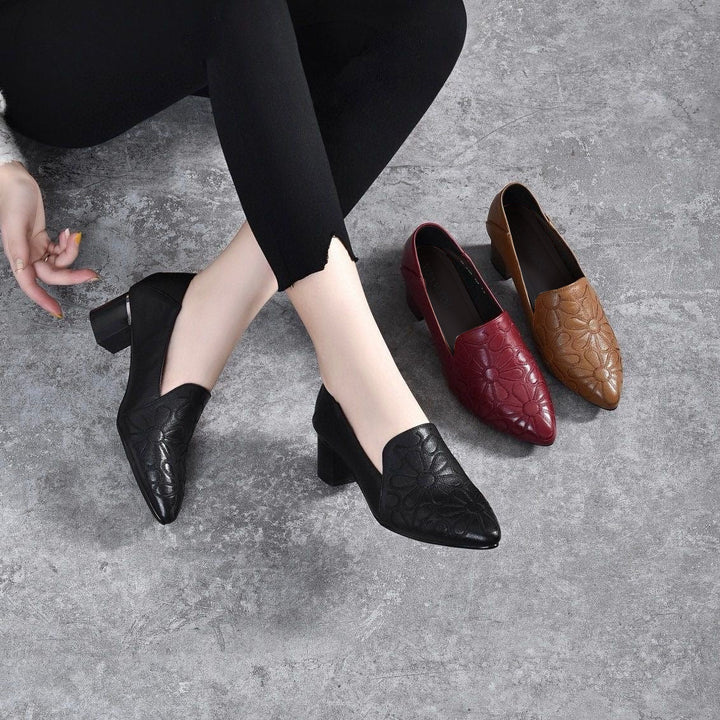 Juliane - Soft Vegan Leather Embroidered Pumps