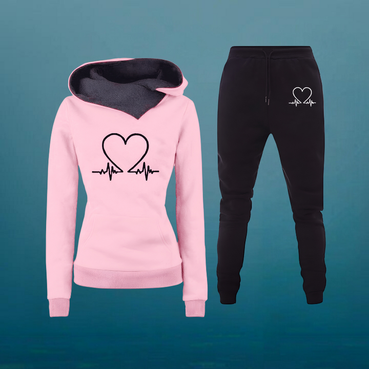 Nimue – 2-Piece Tracksuit Set with Heart Print