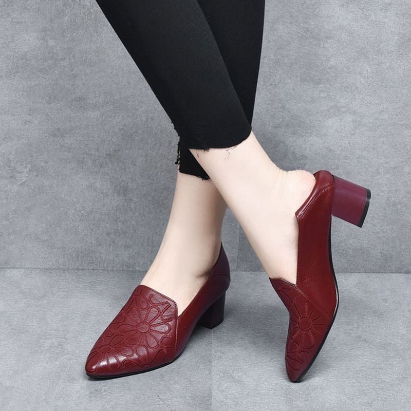 Juliane - Soft Vegan Leather Embroidered Pumps